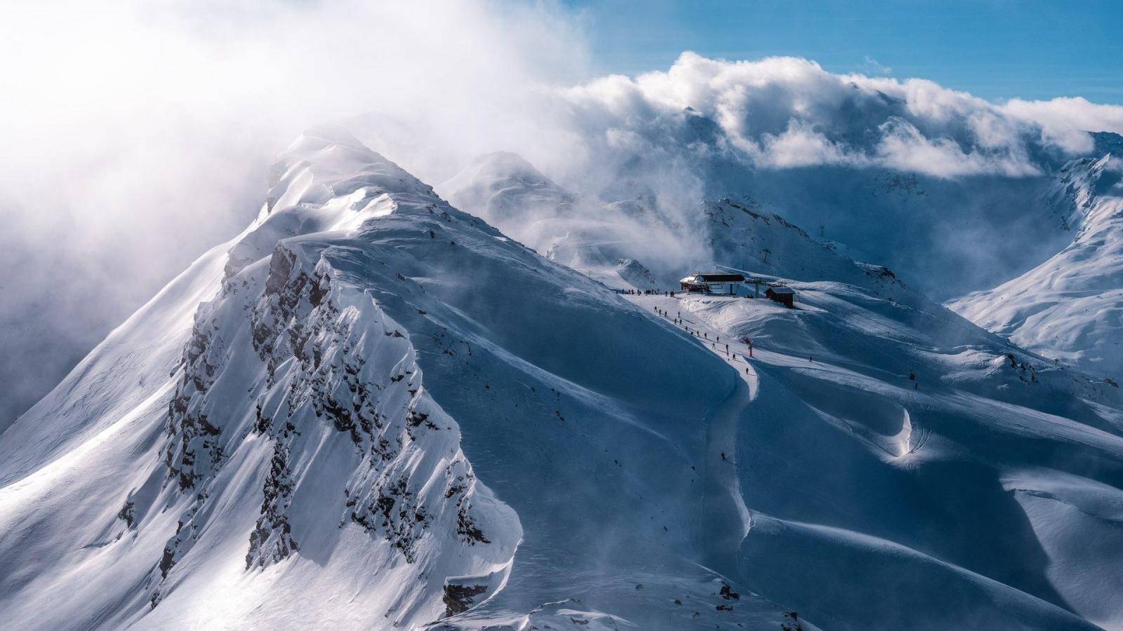 Uitzicht op het skigebied van de 3 Vallées